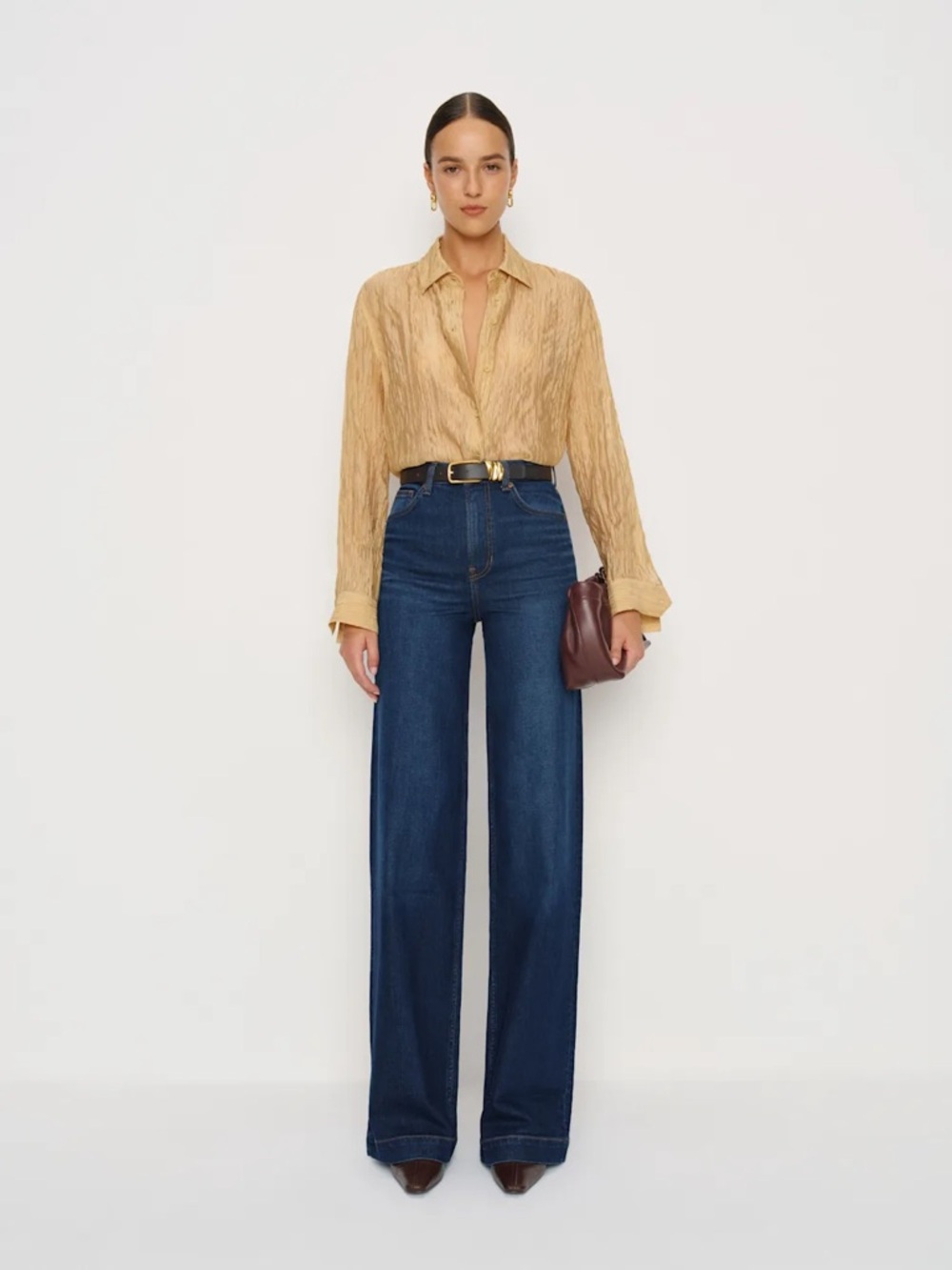 Reformation Bex Super Stretch High Rise Wide Leg Long Jeans Blue - Size 26L